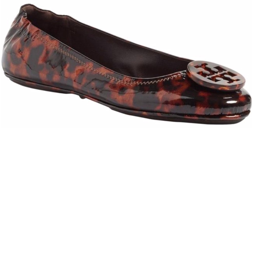Tory Burch Tortoiseshell Patent Leather Minnie Travel Ballet Flat